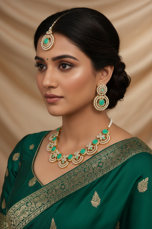 nourah phool bedazzled - Sea green