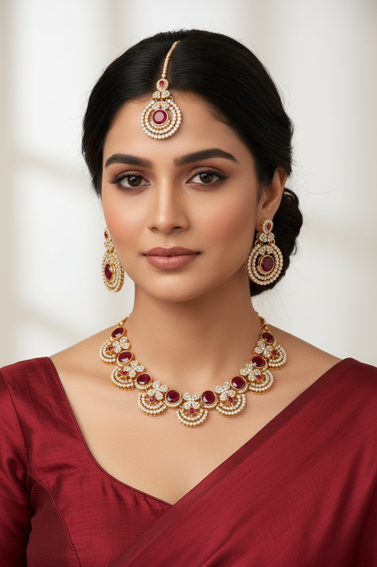 nourah phool bedazzled - Maroon