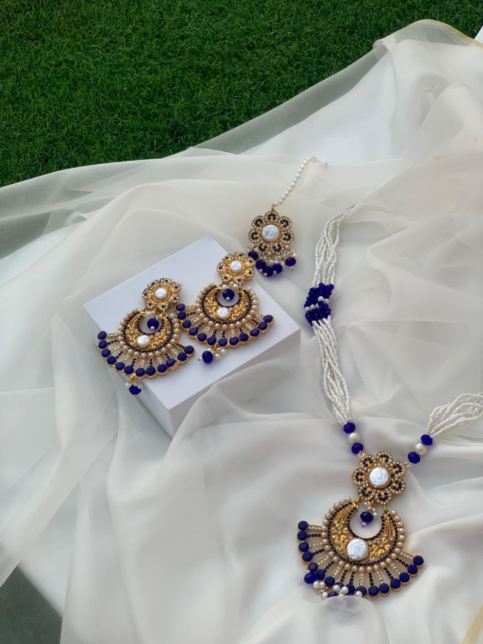 nourah moti har set - Blue