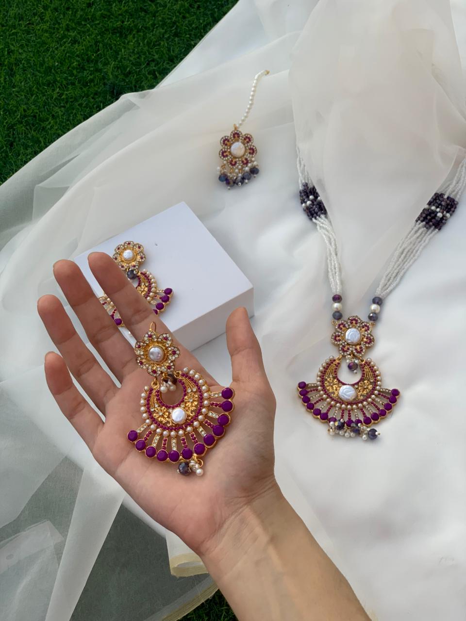 nourah moti har set - Purple