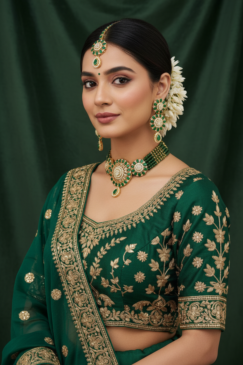Choker set- teen gol Green