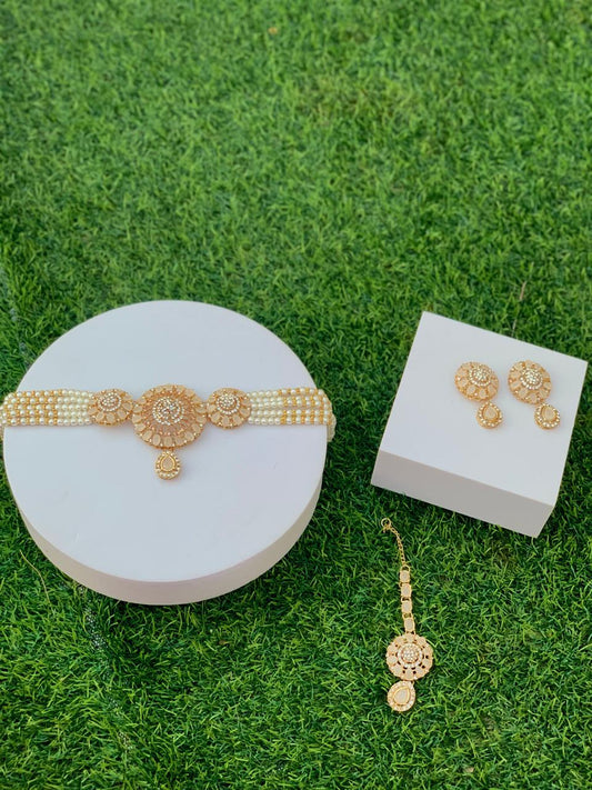 Choker set- teen gol Gold white