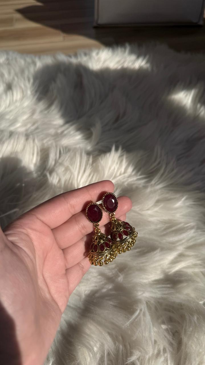 Oval Jhumki Maroon