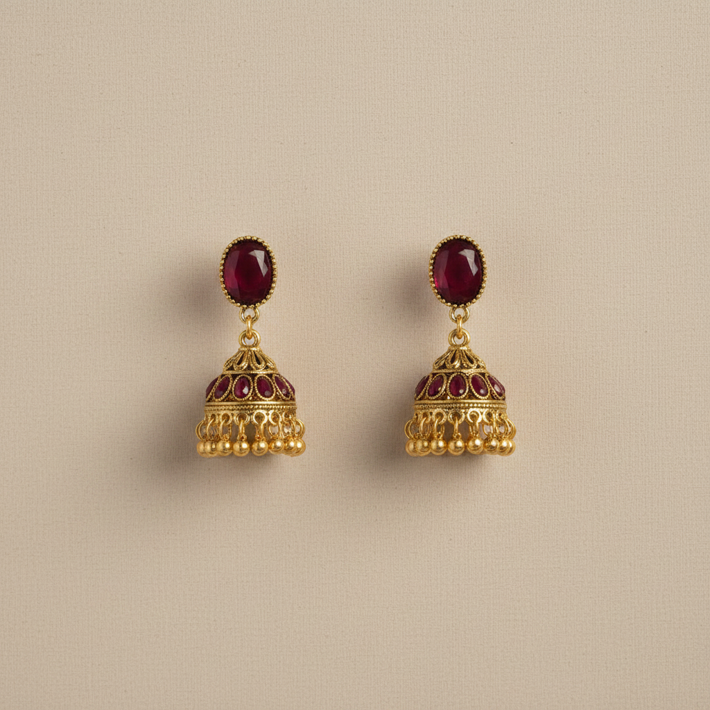Oval Jhumki Maroon