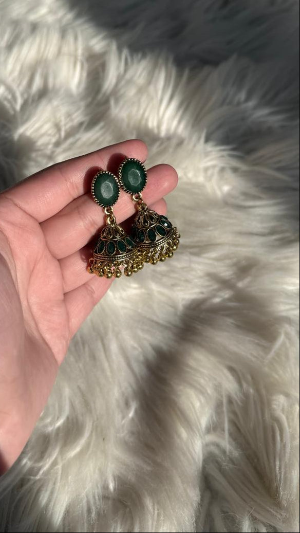 Oval Jhumki Green