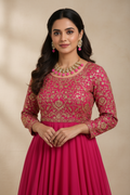 Kundan moti set - Pink