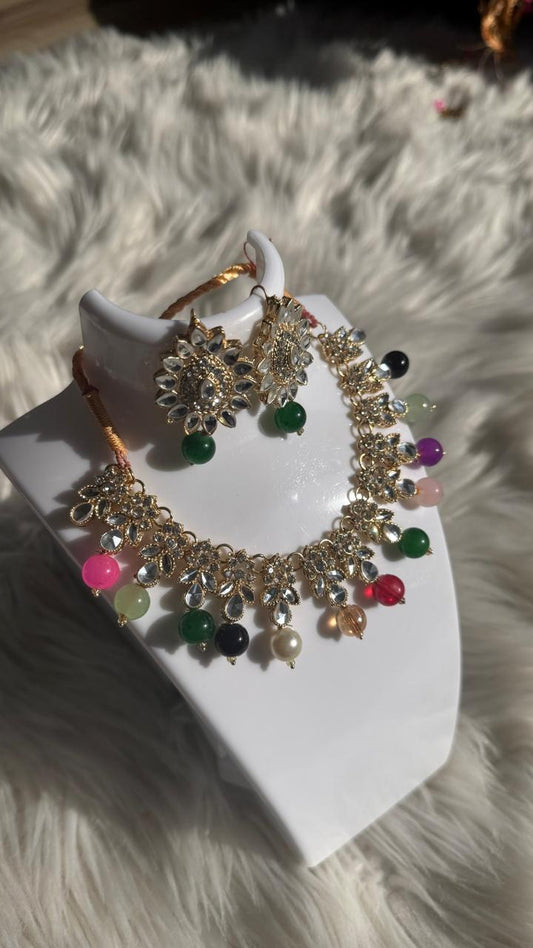 Kundan moti set - Multicolor