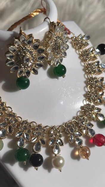 Kundan moti set - Multicolor
