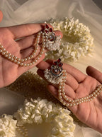 Nazakat red with double pearl saharay