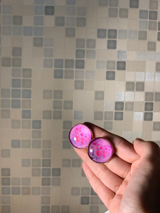 Printed summer breeze round earrings (pink)