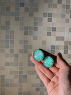 Printed summer breeze round earrings (turquoise)