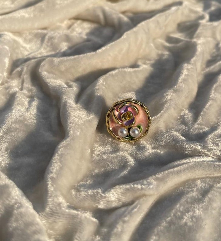 Enamel pearl ring (circle-pink)