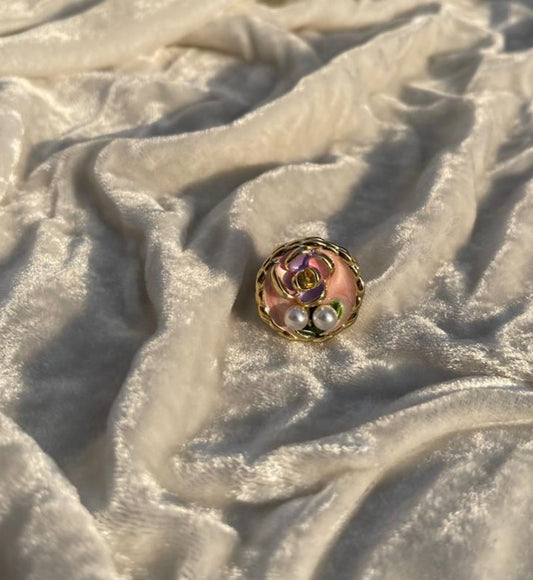 Enamel pearl ring (circle-pink)