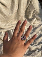 Enamel pearl ring (oval bead-purple)