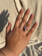 Enamel pearl ring (rectangle-purple)