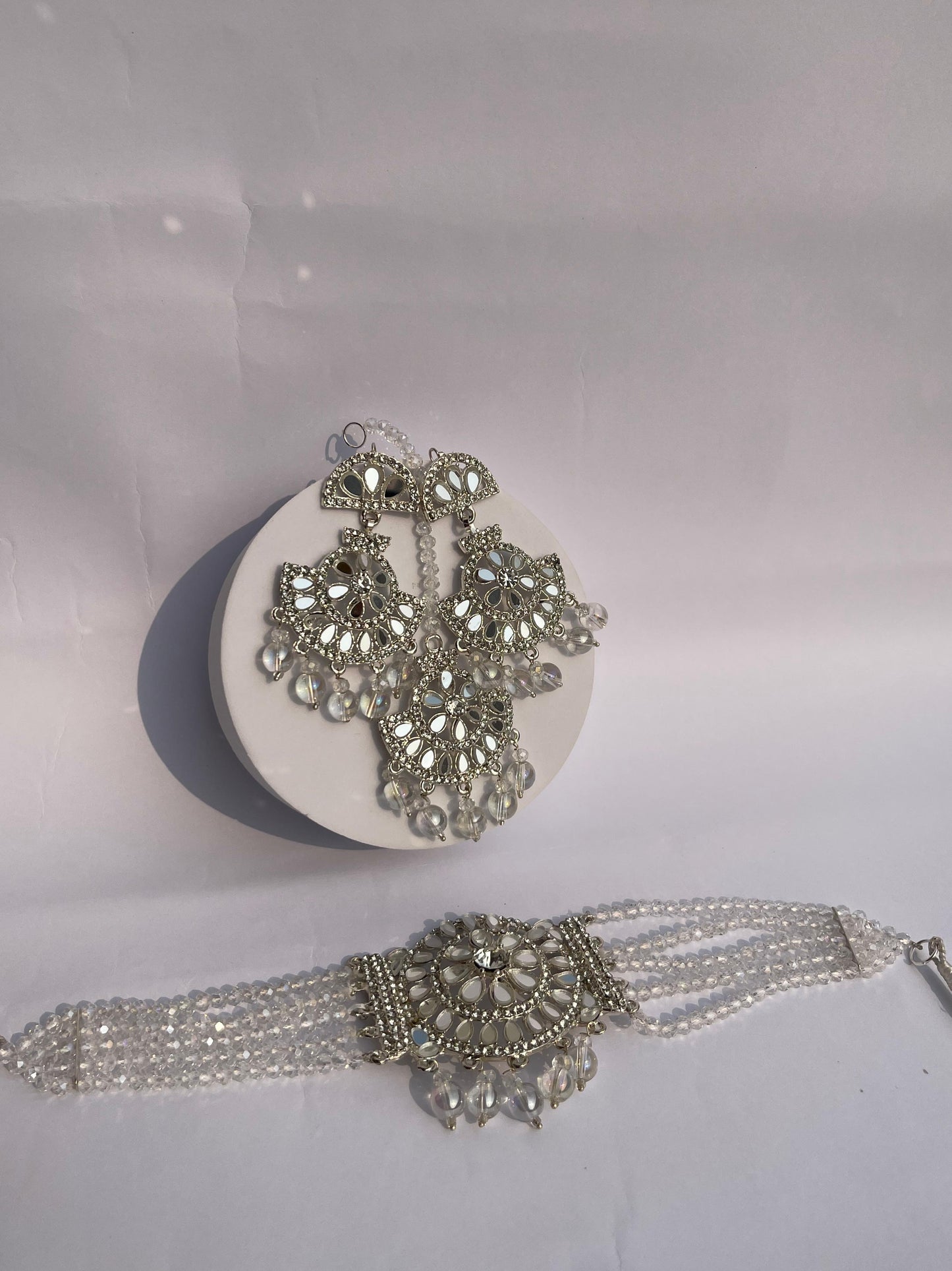 Aliza Choker set (Silver and white)