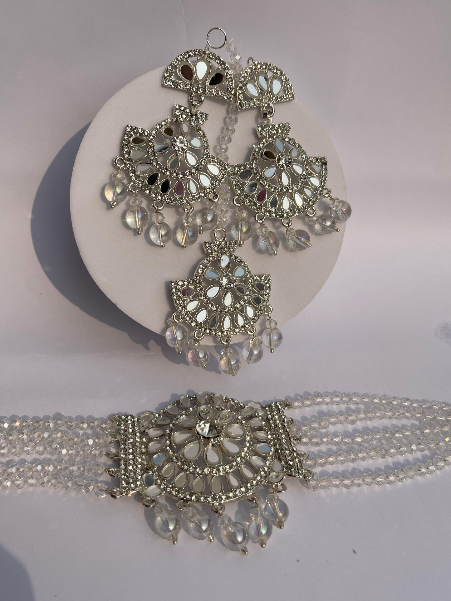 Aliza Choker set (Silver and white)