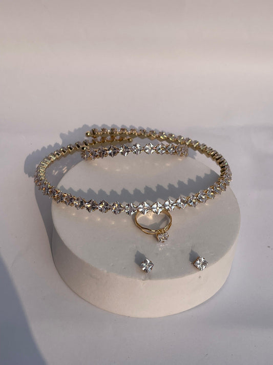 Dazzling Set-(white and gold)