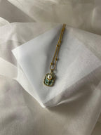 Enamel pearl neck lace (flower-turquoise)