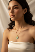 Enamel pearl necklace (Classic Pearl Rose)-turquoises