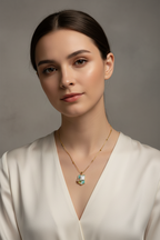 Enamel pearl necklace(Bloom Pendant)-turquoises