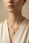 Enamel pearl necklace(Bloom Pendant)-peach