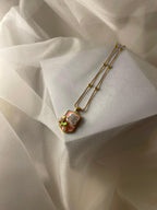 Enamel pearl necklace(Bloom Pendant)-peach
