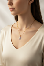 Enamel pearl necklace(Ocean Pearl)-Purple