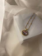 Enamel pearl necklace (Pearl Lily -purple)