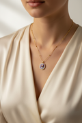 Enamel pearl necklace (Oval bead-Purple)