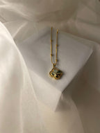 Enamel pearl necklace (Green Leaf Charm)