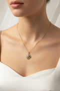 Enamel pearl necklace (Purple Leaf Charm)