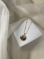 Enamel pearl necklace (Amethyst Garden)