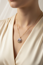 Enamel pearl necklace (Amethyst Garden)