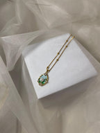 Enamel pearl necklace - Turquoise