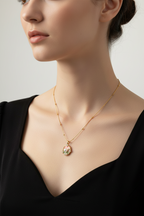 Enamel pearl necklace - Peach