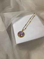 Enamel pearl necklace (Lavender Pearl)
