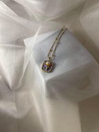Enamel pearl necklace (flower-purple) medium