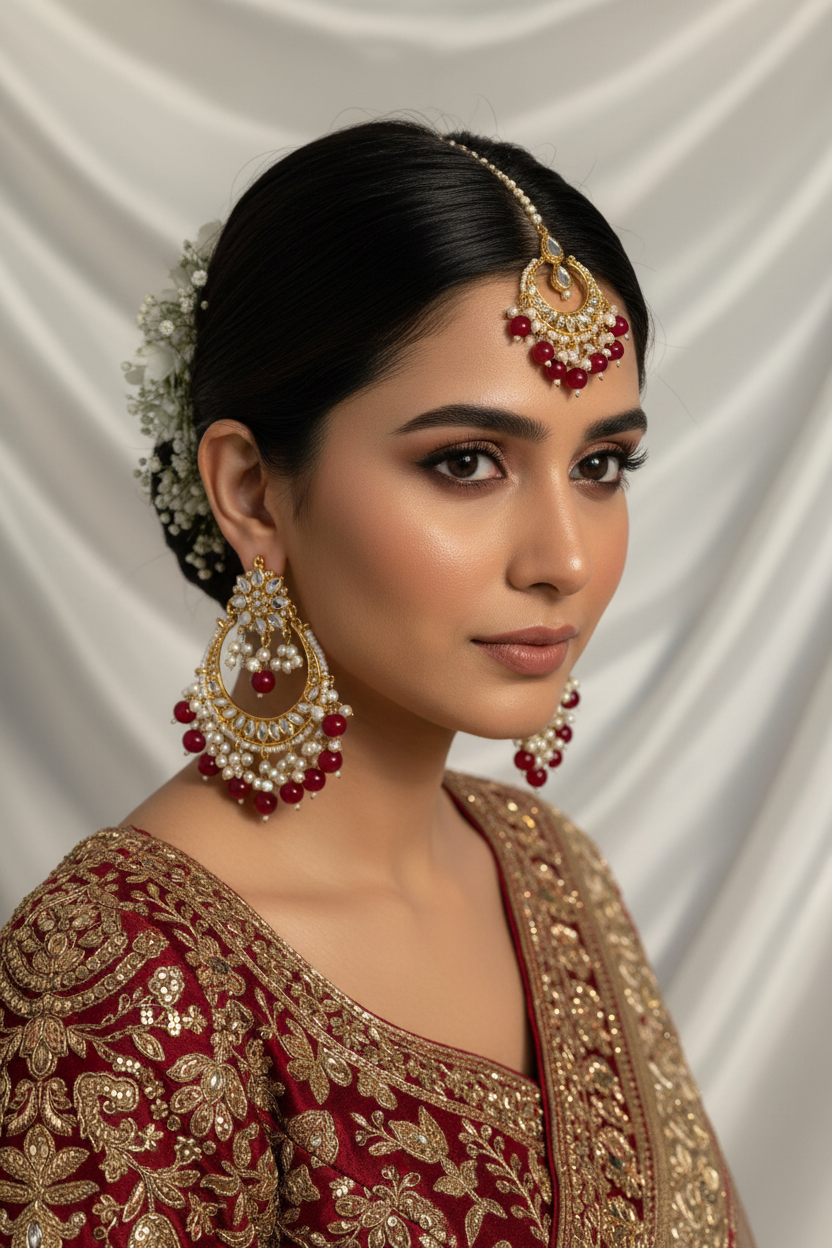 Nighat Set - Maroon and gold