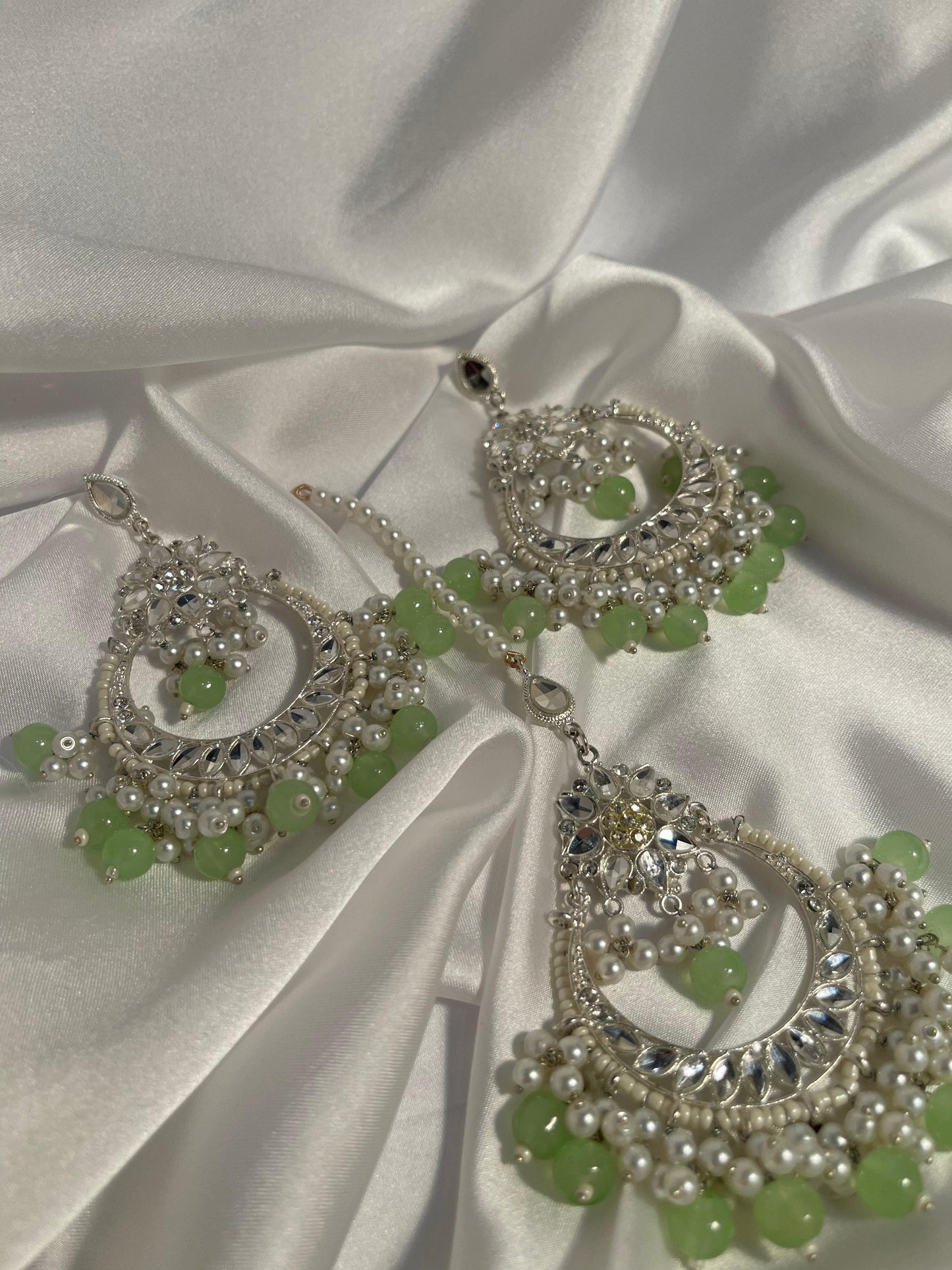 Nighat Set - Light Green and sliver