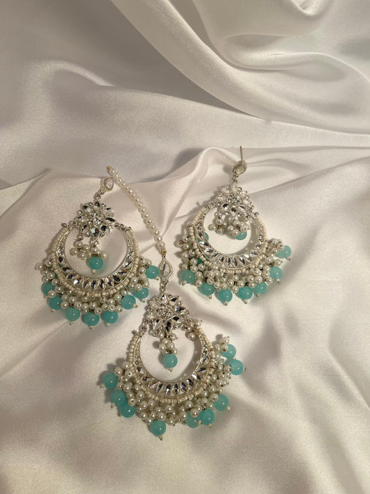 Nighat Set - sky blue and silver
