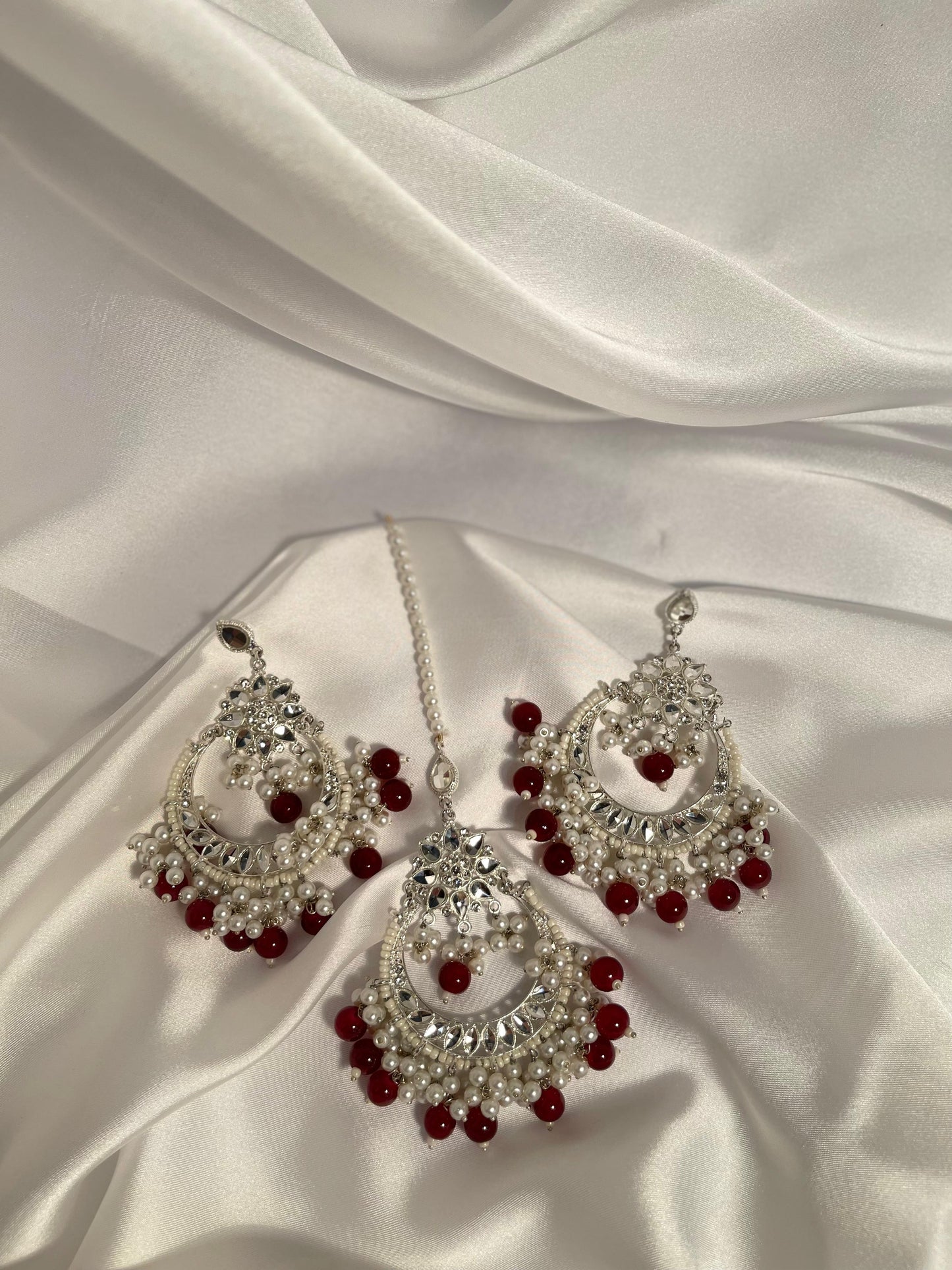 Nighat Set - Maroon and silver