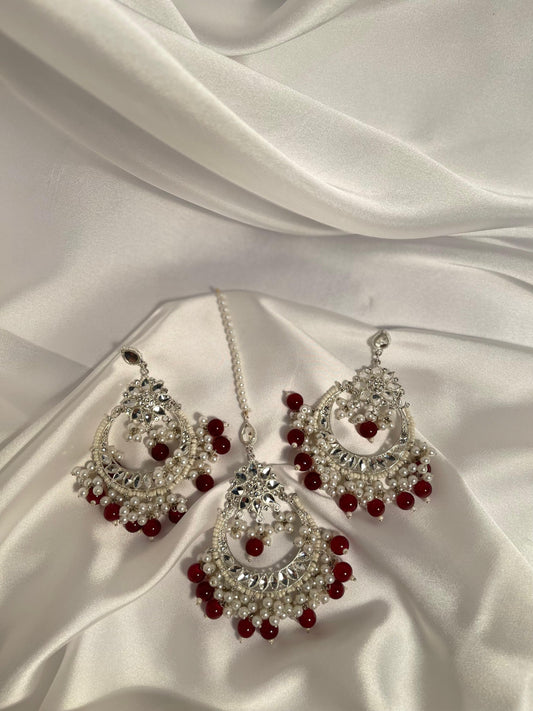 Nighat Set - Maroon and silver