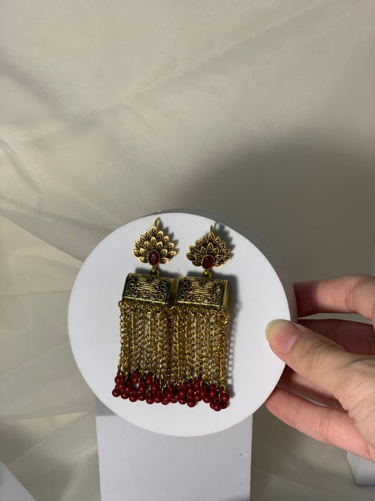 Warq Jhumkay - Gold Maroon