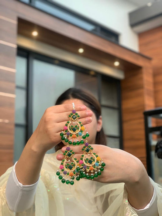 Aimen Bindiya Set - Dark Green