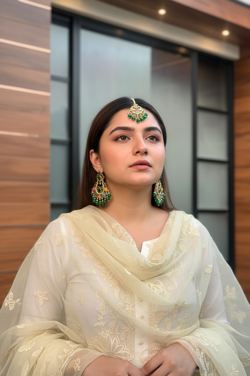 Aimen Bindiya Set - Dark Green