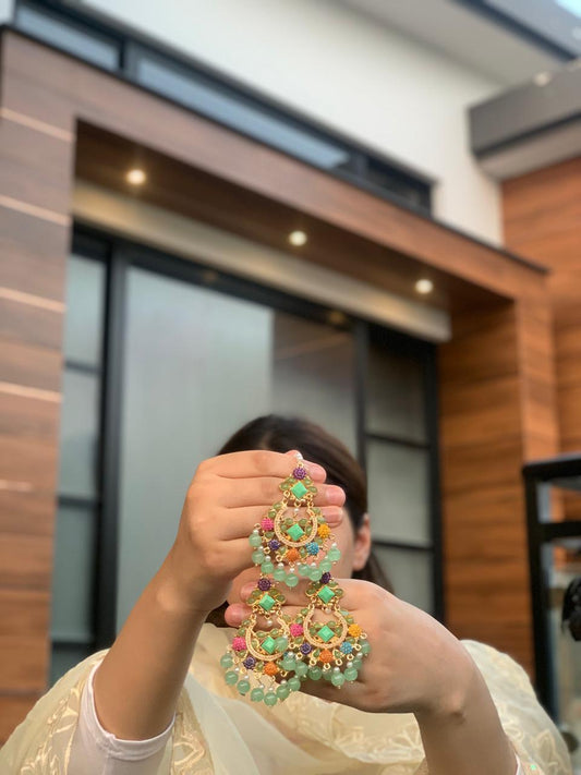 Aimen Bindiya Set - Light green and Gold