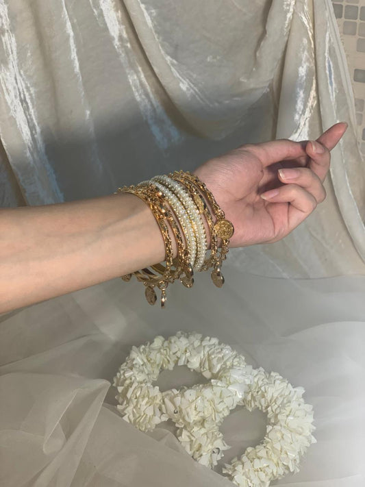 bedazzled moti and coin bangles