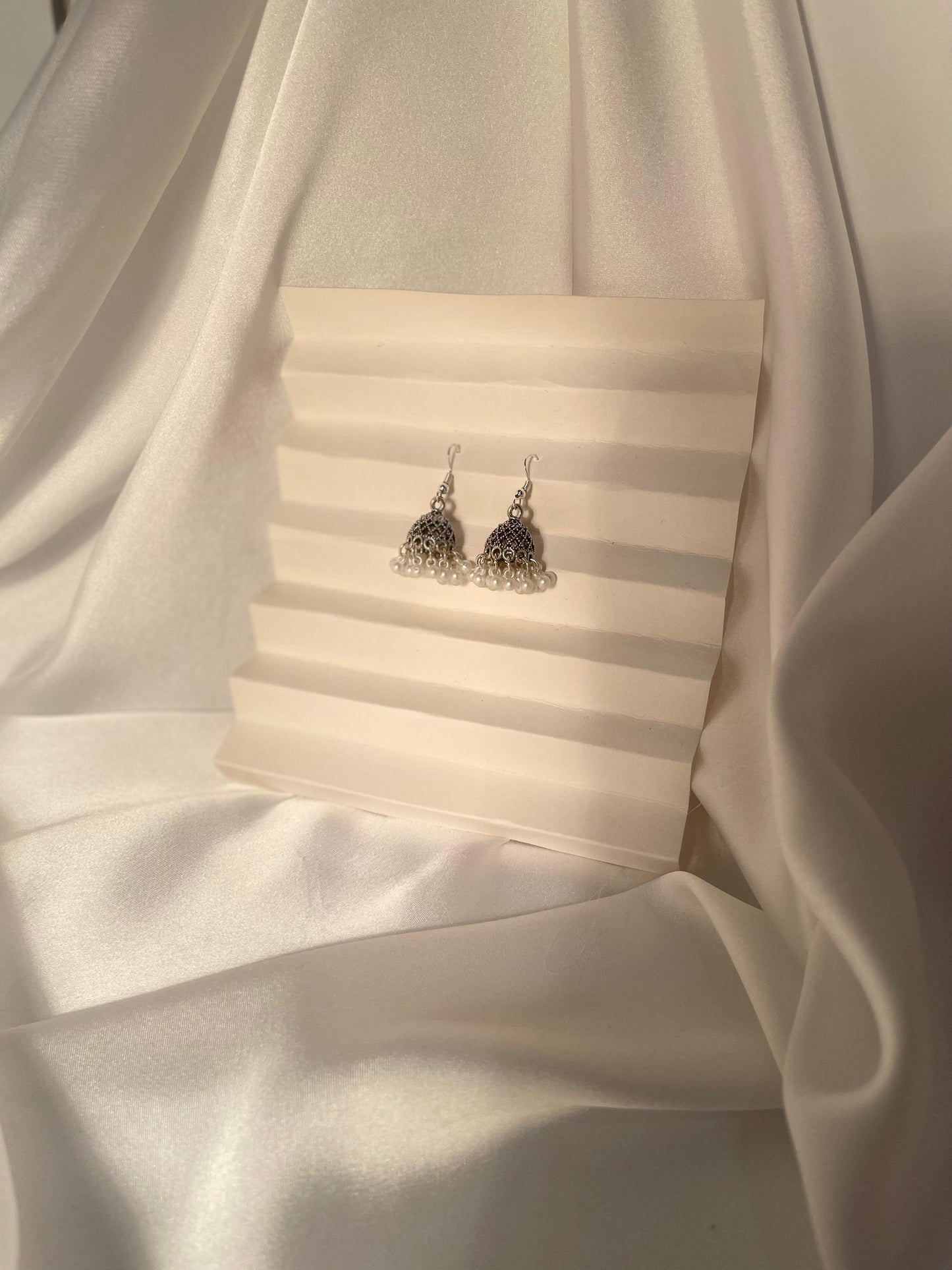 Jali Jhumki with white moti