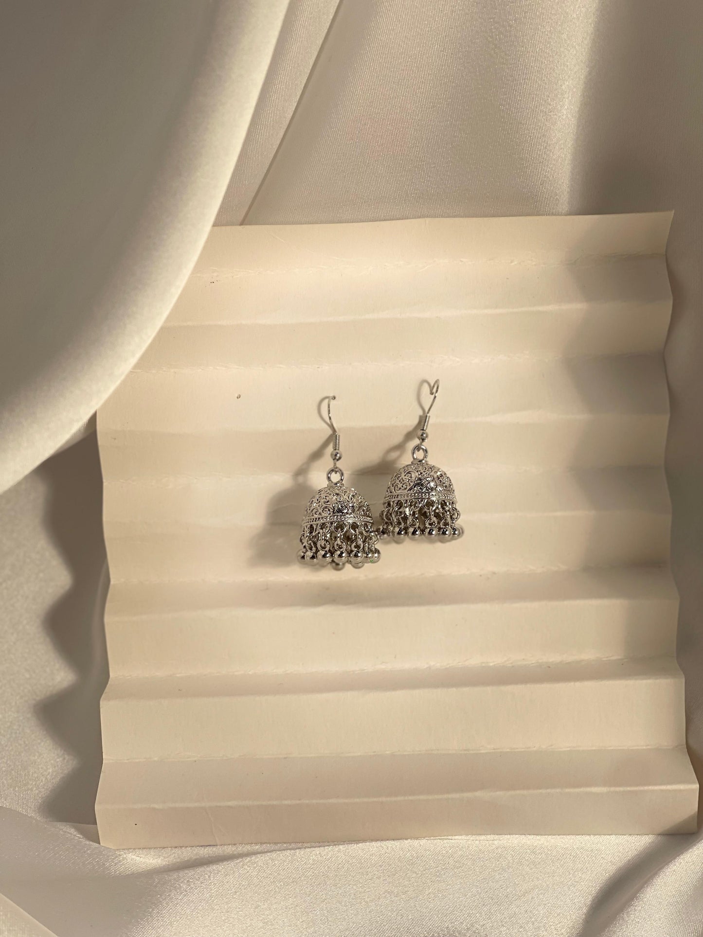 Tania Silver Jhumki (Sliver beads)